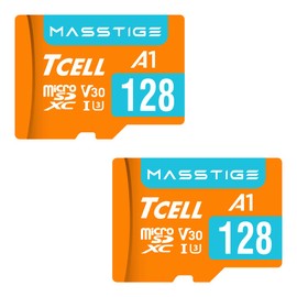 TCELL MASSTIGE 128GB 2 Pack microSDXC Memory Card with Adapter - A1, UHS-I U3, V30, 4K, Micro SD Card, Read speeds up to 100 MB/s, Full HD & 4K UHD Microsd