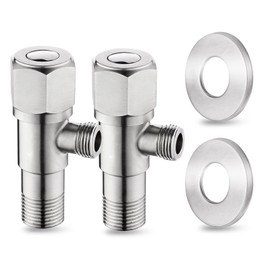 2 Stück Eckregulierventil, Eckventil 1/2 Zoll Wandanschluss 3/8 Zoll Schlauchanschluss 304 Edelstahl Eckventile Dreiecksventil mit Rohrabdeckung Wasserventil für Kalt Warmwasser Trinkwasser