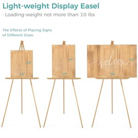 VISWIN 3 Pcs Upgraded 63" Wooden Easel Stand for Sign, Tripod Easel for Wedding Sign Stand, Welcome Board, Poster, Picture, Canvas Art Easel Floor with Tray for Display & Painting - Natural