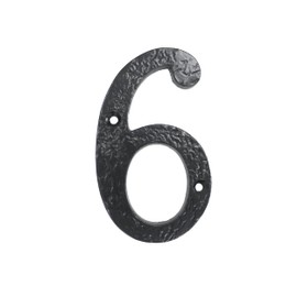 UAP House Numbers - 4 Inch Black Iron Door Numbers Screw Fix For Front Door, Rustic Address Number Screw On For Doors And Gates, Made of Solid Cast Iron (Number 6)
