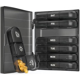 Weekly Pill Organiser Box 7 Day 3 Times a Day with One-Side Opening Design, Easy to Retrieve, Travel Tablet Case Large Compartments, Vitamin and Supplements Case