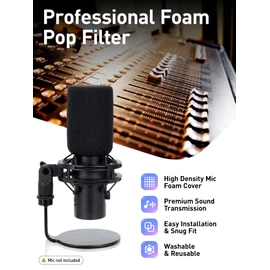 QuadCast 2 Pop Screen - Microphone Pop Filter Foam Professional Micro Wind Protection Sound Insulation Compatible with HyperX QuadCast 2 S Mic Protection YOUSHARES
