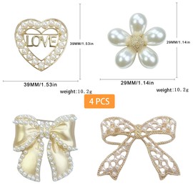 FAIRYGATE Ladies Brooches Set Brooches & Pins Diamond Bow Vintage Rhinestone Women Bowknot Pin Pearl Rhinestone Decorated Clothing Fashion Jewelry Fashion Brooch Wedding Dresses Accessories B7617