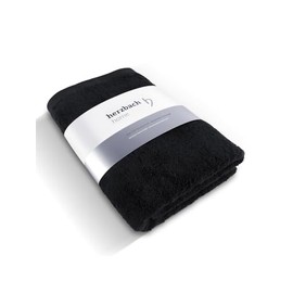 herzbach home Deep Black Collection Sauna Towel Extra Long 80 x 200 cm 100% Cotton Soft and Absorbent Colour: Black
