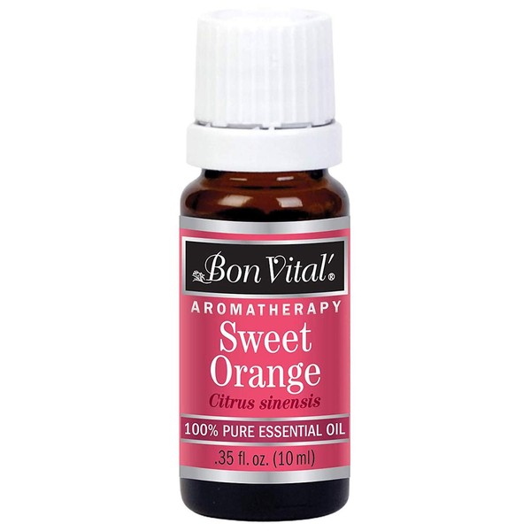 Bon Vital' Aromatherapy Sweet Orange Essential Oil, Undiluted Therapeutic Aroma Oil for Aroma Therapy Diffuser or Necklace, Skin Care and Hair Care Products, Oil for Improved Digestive System, 10 mL