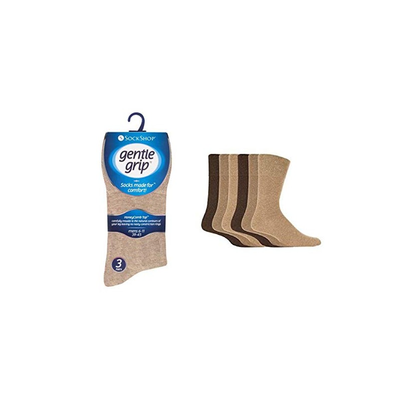 6 Pairs mens gentle grip no elastic socks 6-11 uk,