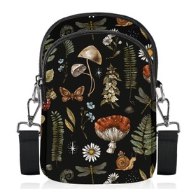 wiuurs Mushroom Crossbody Bags for Women Cell Phone Crossbody Bag Lightweight Over Shoulder Handbag Purse with Adjustable Strap Card Slots