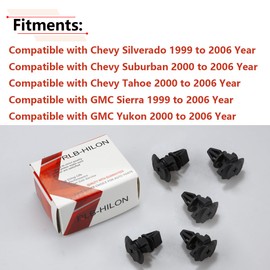 RLB-HILON - 5 clips de retención de rejilla compatibles con Chevy Silverado Suburban Tahoe de 1999 a 2006 años, para GMC Sierra 1500 2500 3500 Yukon de 99 a 06 años, para clip de parrilla 15764320