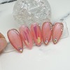 Peach Glass Handmade Nail Tips - Short Oval / 피치유리