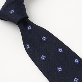 Ojier Men's Necktie, Silk, Regular Tie, Yamanashi Necktie, Melange, Small Pattern, Made in Japan, Business, Fashionable, 3.1 inches (8 cm) Width, 010: Navy