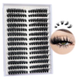 SIISTAS Cluster Lashes 252PCS 8-16mm Fluffy Individual Eyelashes Cat Eyes 80D Eyelashes Clusters DIY Cluster Eyelash Extensions D Curl Volume Wispy Natural Soft Cluster Lash Extension at Home（80D)