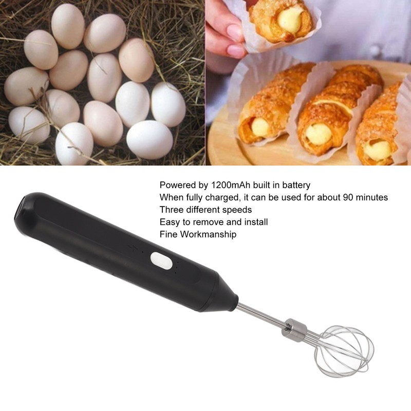 Electric Hand Mixer Three Different Speeds Battery Powered Handheld Milk
