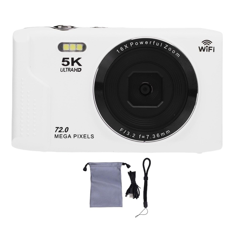 5K Digital Camera, WiFi 75MP Vlogging Cameras for YouTube, Compact