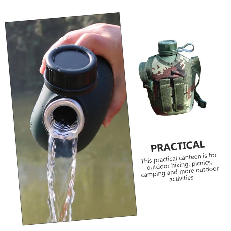GANAZONO Camping Accessory Canteen Portable Aluminum Water Bottle Leak-Proof for