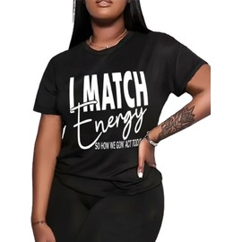 Hilinker Womens Funny Graphic Tees Summer Cute Tops Casual Loose Short Sleeve T Shirts Black IMATCH 4X-Large