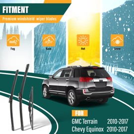 KVQ Windshield Wiper Blades Replacement for GMC Terrain 2010-2017 Chevy Equinox 2010-2017,Original Equipment Replacement Front Rear Wiper Blade Set - 24" 17" 13" (Set of 3)