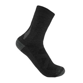 Carhartt Men's Heavyweight Merino Wool Blend Short Crew Sock, Black, Medium