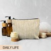 RYYCDOI Boho Beige Leaf Makeup Bag, Neutral Block Print Leaves