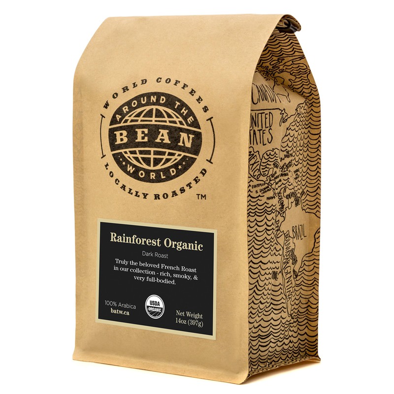Bean Around The World Coffees, Whole Bean Dark Roasted Rainforest