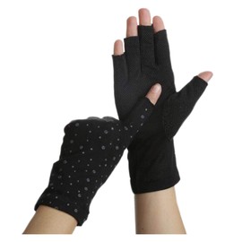 Fukufuku Women's Fingerless Gloves, Short, Cotton, Smartphone Gloves, UV Protection, Sunscreen Gloves, Anti-UV, Thin, Stretchy, Anti-Slip, For Driving, Bicycle, Commuting to Work, School, Outdoor,