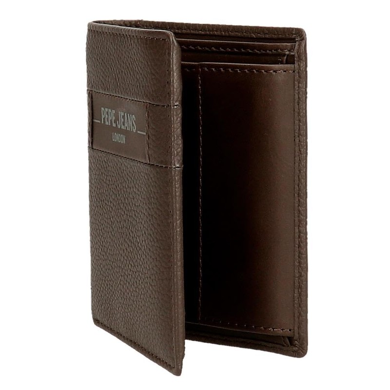 Pepe Jeans Checkbox Vertical Wallet with Wallet, Brown, 8.5 x