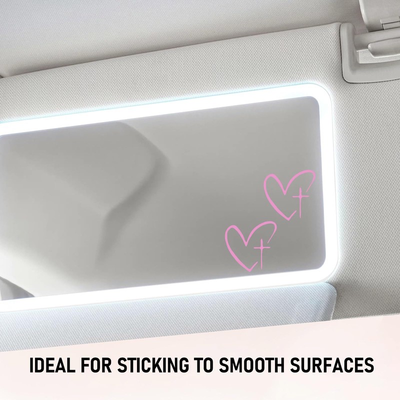 2PCS Cross Heart Rearview Mirror Sticker (Pink)