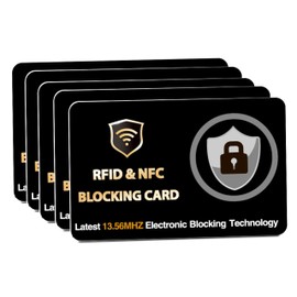 DevTech IT RFID Blocking Cards - 5 Pack, Protects Entire Wallet/Purse, NFC/Contactless Bank Card Protector -Black
