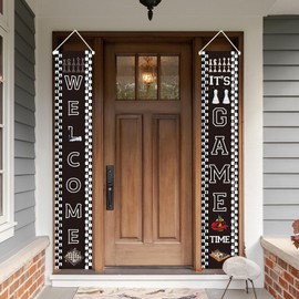 Chess Party Supplies Hanging Porch Sign - Chess Game Competition Team Birthday Party Decorations Favors Indoor Outdoor Welcome Banner Door Signs