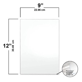 Clear Polystyrene Flexible Plastic Board Sheet 9" x 12" (.020 Thick) Styrene Sheet, Ideal for Modeling Projects, Displays, Plastic Sheets for Crafts, Styrene Sheets Durable Plastic Sheet (5-Pack)