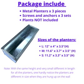 LaLaGreen Wall Planter for Indoor Plants (3 Pack, 16 Inch) Large Wall Mount Planters for Succulent, White Rectangular Metal Hanging Flower Pot, Long Window Sill Box Fence Rail Balcony Floating Shelve