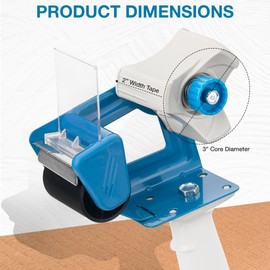 Perco Packing Tape Dispenser Gun for Convenient and Efficient Packaging and Storage - Blue | Fits 1.88-Inch Tape Rolls, 3-Inch Inner Paper Core - Perfect for Home, Office, Retail, and Crafting Needs