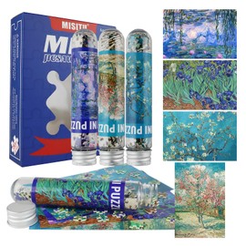 MISITU 4 Pack Mini Puzzles with 150 Pieces for Adults Flowers Oil Painting Puzzle Travel Puzzle Home Decoration