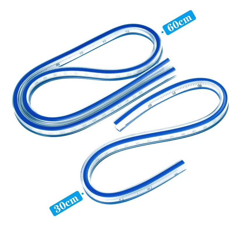 2 Pack French Flexible Curve Ruler Woodworking Measuring Tape Ideal