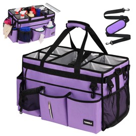 TWINDLE Extra-Large Cleaning Caddy Bag With Detachable Divider,Cleaning Caddy For Cleaning Supplies Cleaning Supply Caddy With Adjustable Shoulder Strap & Waist Belt For Cleaners