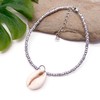 Cowrie Shell Anklet Silver Color Glass Seed Beads with Shell
