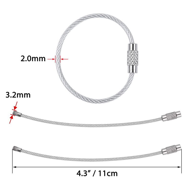 Wisdompro Wire Keychains, Screw Type, Wire Keyring, Key Chain, Stainless
