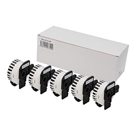 Brother DK-2210 Compatible DK2210 x 5 Piece Set (5 Holders Included) Long Paper Tape Width 1.1 inches (29 mm) x 12 ft Roll DK Tape for Label Printer QL Series (Thermal White Tape/Black) QL-800