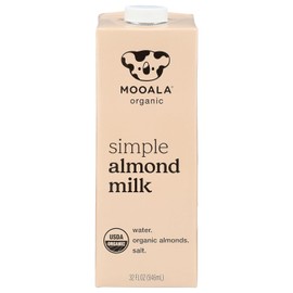 Mooala Organic Simple Almond Milk, 32oz - 3 Ingredient, Shelf Stable, No Gums, No Oils, No Fillers, Unsweetened, Non-GMO, No Additives, Dairy Free Plant Based Milk