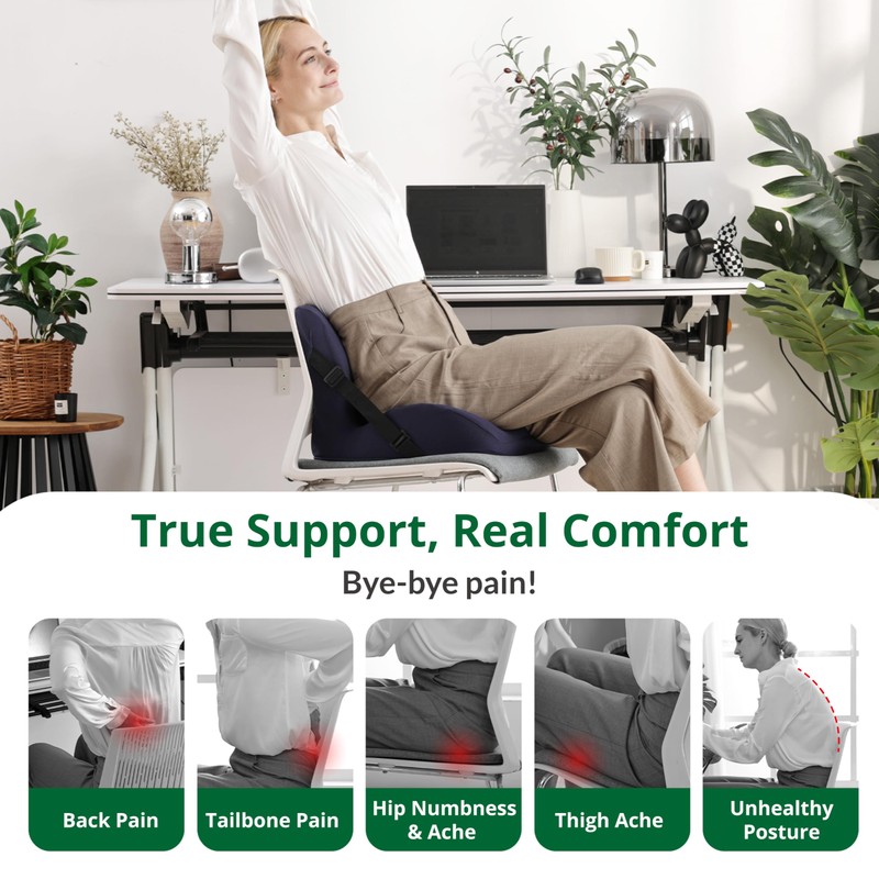 FuturaLoom Ergonomic Seat Cushion for Sciatica Relief & Long Driving