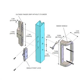 House Guard White Patio Door Handle Set with Mortise, Suitable for Replacement Doors Lock 3-15/16”Screw Hole Spacing.Choices That Add a Unique to Your Patio Glass Sliding Door.
