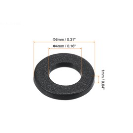 PATIKIL M4 100 Pack Nylon Flat Washers 4mm Inner Diameter 8mm Outside Diameter 1mm Thickness Seal Spacer Gasket Ring for Faucet Pipe Water Hose Fastener Bolts Black