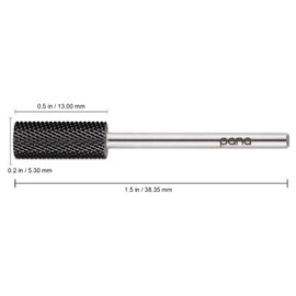 PANA Flat Top Small Barrel 3/32" Shank Size - (DLC Black, Fine Grit) - Fast remove Acrylic or Hard Gel Nail Drill Bit for Manicure Pedicure Salon Professional or Beginner