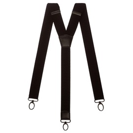 Olata Heavy Duty Y-Shape Braces/Suspenders, Black with Coloured Leather and Black Carabiners - 4cm. Black