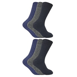 6 Pack Mens Thick and Warm Wool Socks | Sock Snob | Thermal Winter Padded Hiking Boot Socks for Men (6-11, Blue)