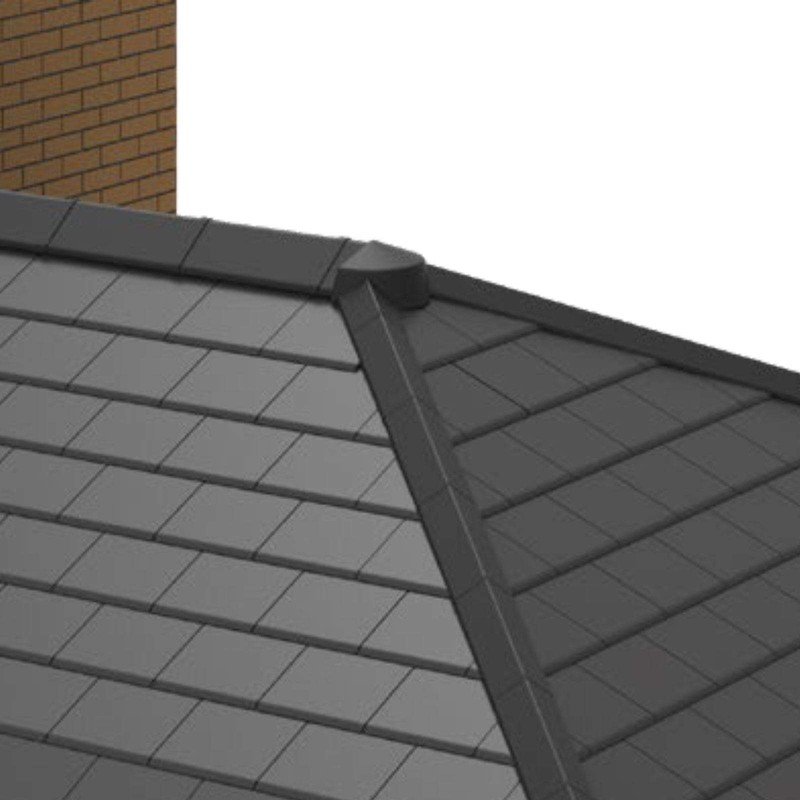 Slate Grey Enviro Tile Ridge Apex Cover Radius End Cap