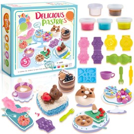 YiQis Delicious Pastries Play Dough Set for Kids Ages 3+,5 Colors Dough,1-Ounce Cans,Multicolour