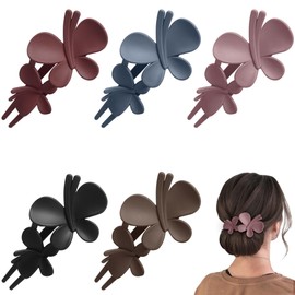 YEYIT Butterfly Hair Clips 5 Pcs Duck Beak Hair Clip Duck Teeth Bows Beak Clips for Hair Beak Barrettes Large Duckbill Hair Clips for Women Lady Alligator Hairpins (Mixed Color)