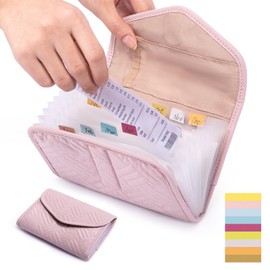 FRECOLSH Velvet Quilted Accordion Receipt Organizer - 7 x 5" - 12 Pockets - Cash & Coupon Holder