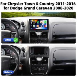 SIXTOP 2+64G Android Car Stereo for Chrysler Grand Voyager 2011-2016/Dodge Grand Caravan 2011-2020 with Carplay Android Auto 9 inch Touchscreen GPS Navigation Bluetooth FM/RDS WiFi EQ Backup Camera