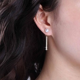 Aneneiceera Vintage Linear Crystal Stud Earrings Gold Pearl Tennis Bar Earrings Minimalist Rhinestone Bar Earrings Shiny CZ Paved Bar Earrings Jewellery for Women and Girls, Zinc